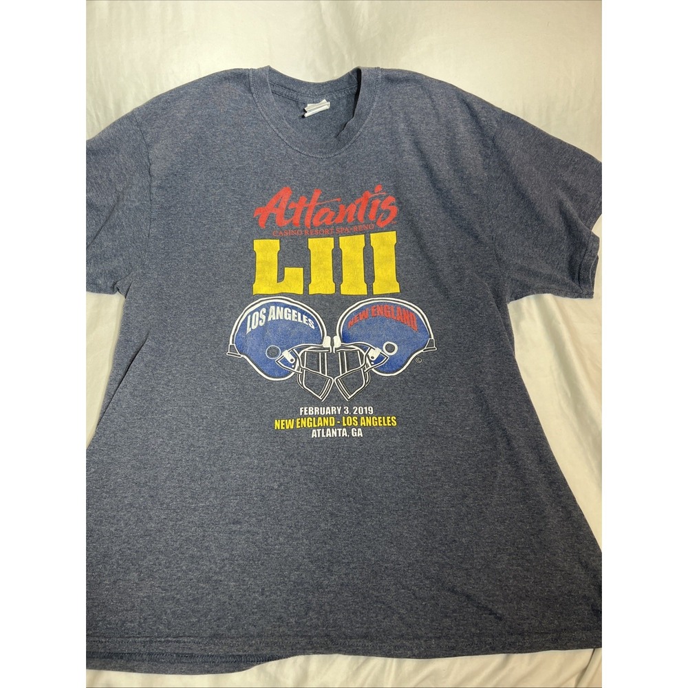 Port & Company Atlantis Super Bowl LIII 2019 T-Shirt Mens XL Blue Los Angeles NE